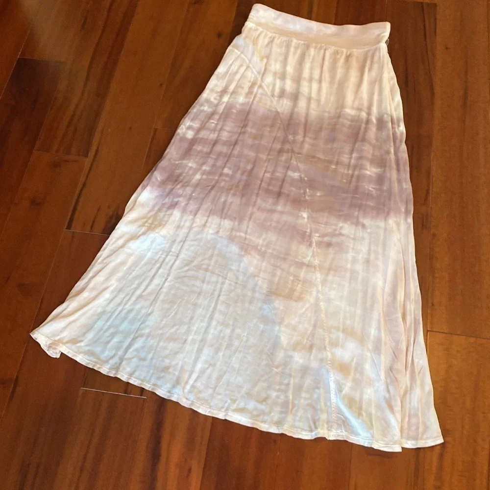 XCVI asymmetrical hem cream ombré tie die skirt